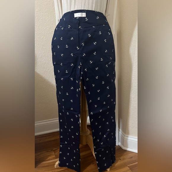 Kenar Dark Blue Trousers with White Anchor Pattern - Picture 1 of 6